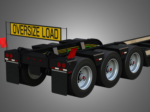 Lowboy Double Trailer - Oversize Load 3D Model