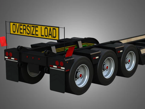 Lowboy Double Trailer - Oversize Load 3D Model