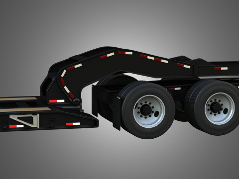 Lowboy Double Trailer - Oversize Load 3D Model