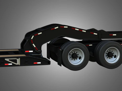 Lowboy Double Trailer - Oversize Load 3D Model