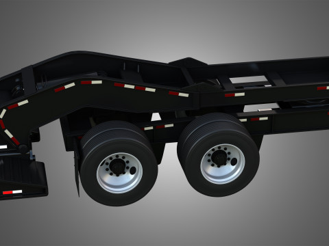 Lowboy Double Trailer - Oversize Load 3D Model