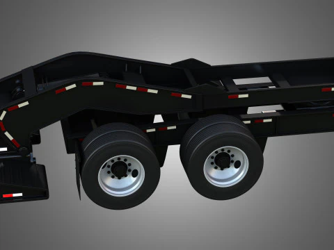 Lowboy Double Trailer - Oversize Load 3D Model