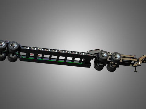 Lowboy Double Trailer - Oversize Load 3D Model
