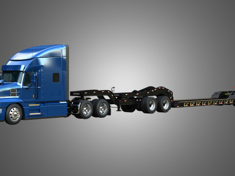 Anthem 64T Truck with Lowboy Double Trailer - Oversize Load Modello 3D