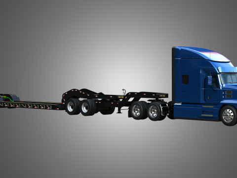 Anthem 64T Truck with Lowboy Double Trailer - Oversize Load Modello 3D