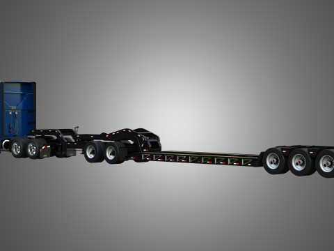 Anthem 64T Truck with Lowboy Double Trailer - Oversize Load Modello 3D