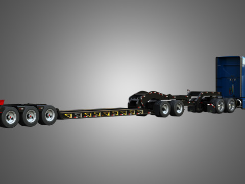 Anthem 64T Truck with Lowboy Double Trailer - Oversize Load Modello 3D