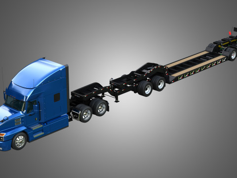 Anthem 64T Truck with Lowboy Double Trailer - Oversize Load Modello 3D