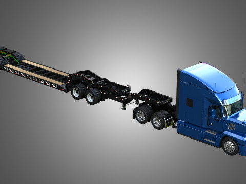 Anthem 64T Truck with Lowboy Double Trailer - Oversize Load Modello 3D