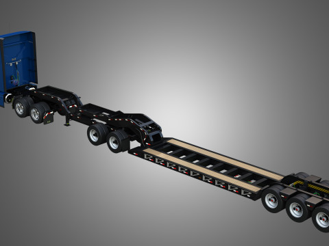 Anthem 64T Truck with Lowboy Double Trailer - Oversize Load Modello 3D