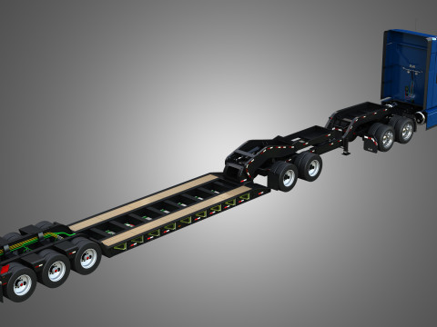 Anthem 64T Truck with Lowboy Double Trailer - Oversize Load Modello 3D