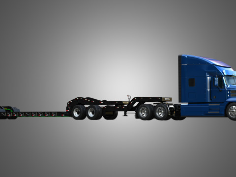 Anthem 64T Truck with Lowboy Double Trailer - Oversize Load Modello 3D