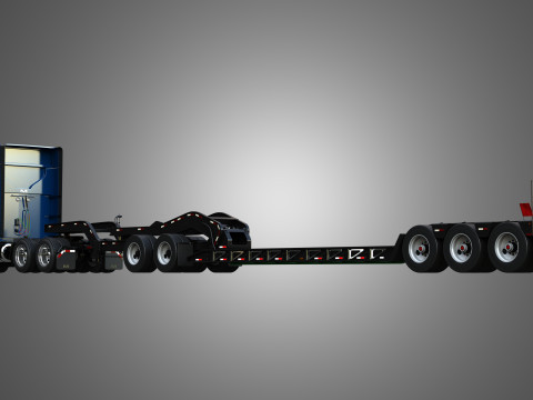 Anthem 64T Truck with Lowboy Double Trailer - Oversize Load Modello 3D