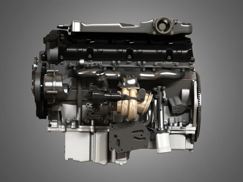 V12 Twin Turbo Car - Engine Full Internal and External Parts 3D Model