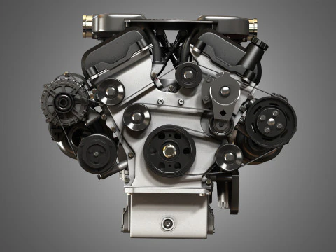 V12 Twin Turbo Car - Engine Full Internal and External Parts 3D Model