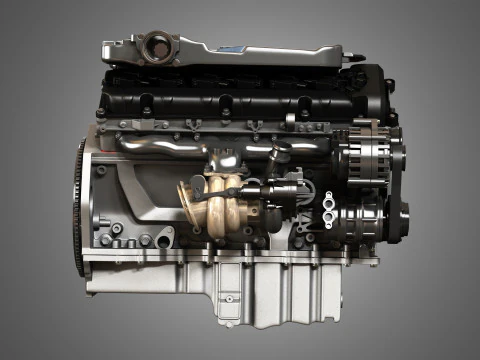 V12 Twin Turbo Car - Engine Full Internal and External Parts 3D Model