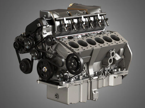 V12 Twin Turbo Car - Engine Full Internal and External Parts 3D Model