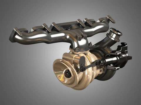 V12 Twin Turbo Car - Engine Full Internal and External Parts 3D Model