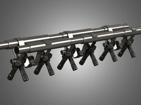 V12 Twin Turbo Car - Engine Full Internal and External Parts 3D Model