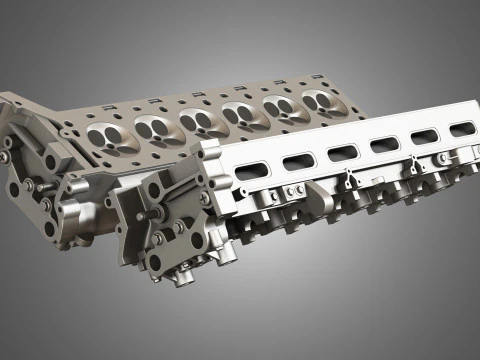 V12 Twin Turbo Car - Engine Full Internal and External Parts 3D Model