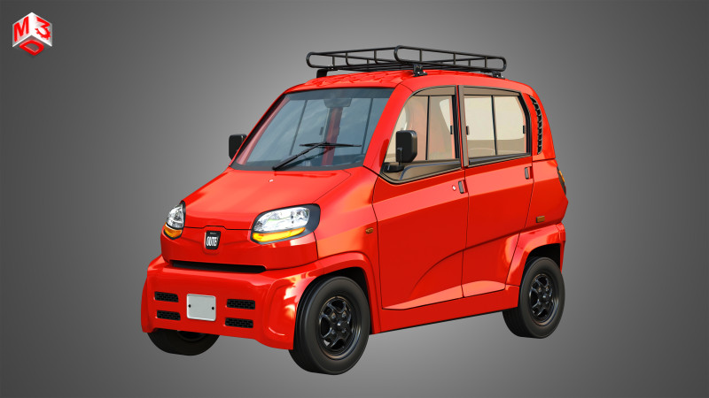 Bajaj Qute Car 3D Model .c4d .max .obj .3ds .fbx .stl .blend