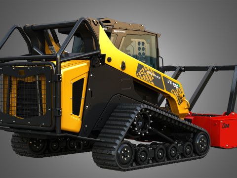 VT-100 Compact Track Loader with Forestry Package - Drum Mulcher 3D Model