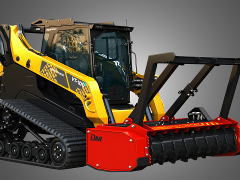 VT-100 Compact Track Loader with Forestry Package - Drum Mulcher 3D Model