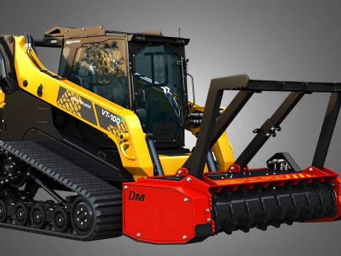 VT-100 Compact Track Loader with Forestry Package - Drum Mulcher 3D Model