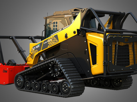VT-100 Compact Track Loader with Forestry Package - Drum Mulcher 3D Model