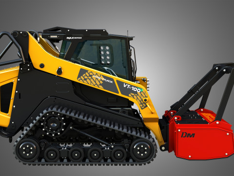 VT-100 Compact Track Loader with Forestry Package - Drum Mulcher 3D Model