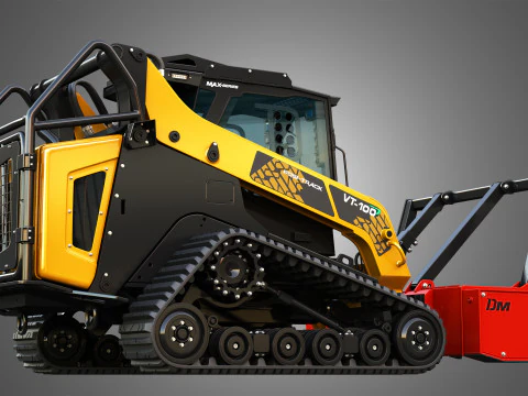 VT-100 Compact Track Loader with Forestry Package - Drum Mulcher 3D Model