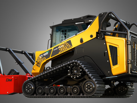 VT-100 Compact Track Loader with Forestry Package - Drum Mulcher 3D Model