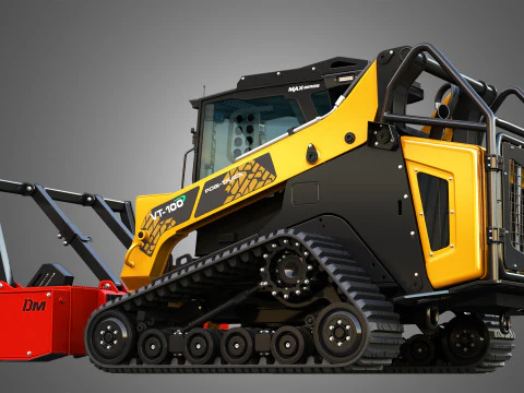 VT-100 Compact Track Loader with Forestry Package - Drum Mulcher 3D Model