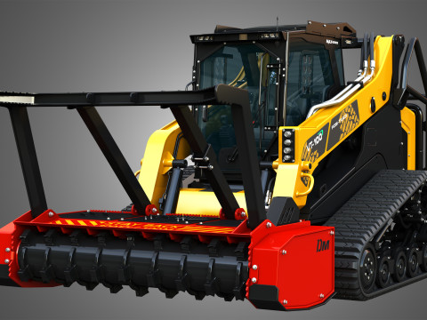 VT-100 Compact Track Loader with Forestry Package - Drum Mulcher 3D Model