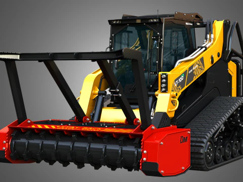 VT-100 Compact Track Loader with Forestry Package - Drum Mulcher 3D Model