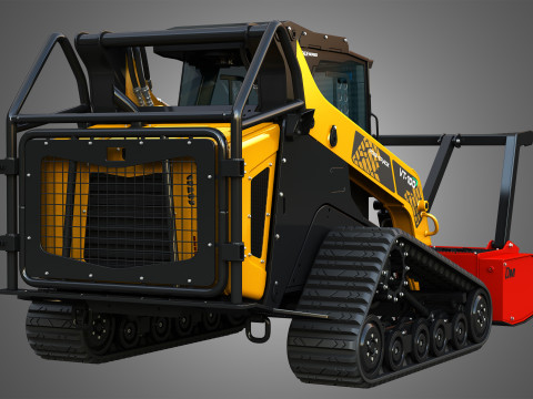VT-100 Compact Track Loader with Forestry Package - Drum Mulcher 3D Model
