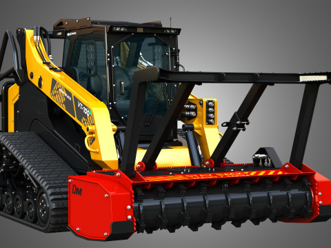 VT-100 Compact Track Loader with Forestry Package - Drum Mulcher 3D Model