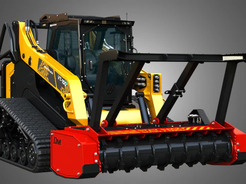 VT-100 Compact Track Loader with Forestry Package - Drum Mulcher 3D Model