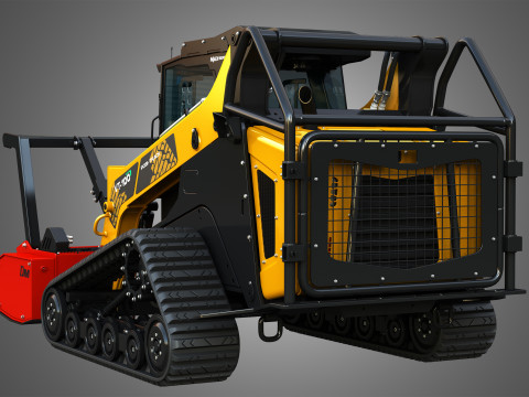 VT-100 Compact Track Loader with Forestry Package - Drum Mulcher 3D Model