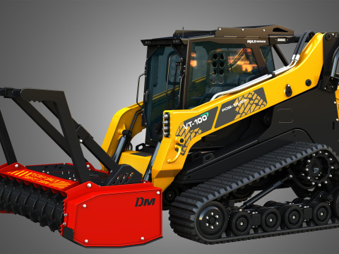 VT-100 Compact Track Loader with Forestry Package - Drum Mulcher 3D Model