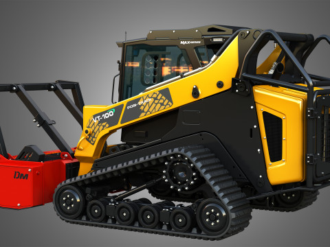 VT-100 Compact Track Loader with Forestry Package - Drum Mulcher 3D Model