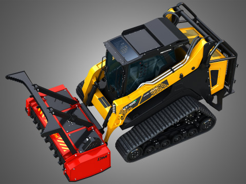 VT-100 Compact Track Loader with Forestry Package - Drum Mulcher 3D Model