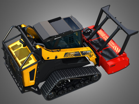 VT-100 Compact Track Loader with Forestry Package - Drum Mulcher 3D Model