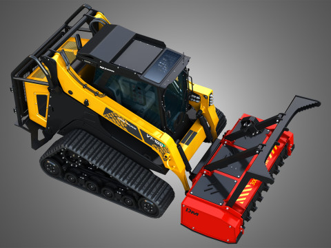 VT-100 Compact Track Loader with Forestry Package - Drum Mulcher 3D Model