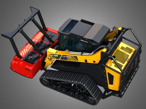 VT-100 Compact Track Loader with Forestry Package - Drum Mulcher 3D Model