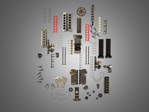 V12 Twin Turbo Disassembled Car Engine 3D 模型