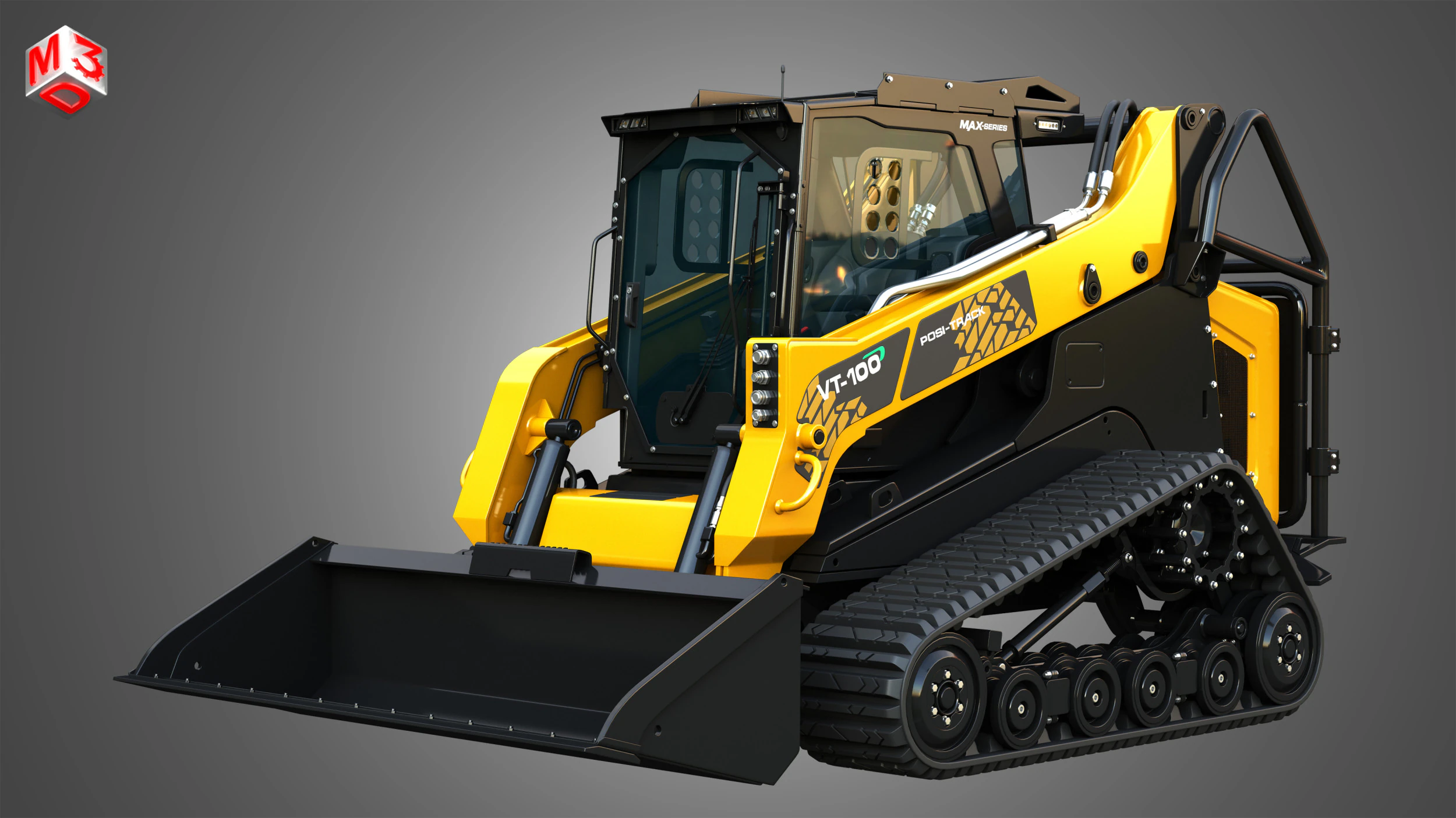 VT-100 Compact Track Loader with Forestry Package - Bucket 3D Model .c4d .max .obj .3ds .fbx .stl .blend