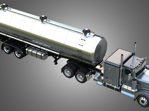 57P Truck with Tanker Trailer 3D Model