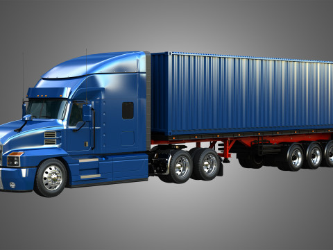 Anthem 64T with 3-Axle Container Trailer 3D Model