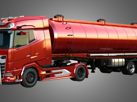 DAF XG Truck with Tanker Trailer Modèle 3D
